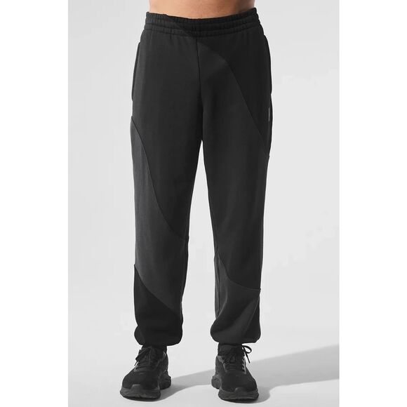 ALO Yoga U5018R Men's S Women's M Vintage Black Tonal Make Waves Sweatpants - Picture 11 of 14